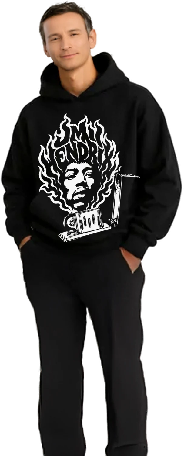Polera negra TIPO con gráfica de Jimi Hendrix